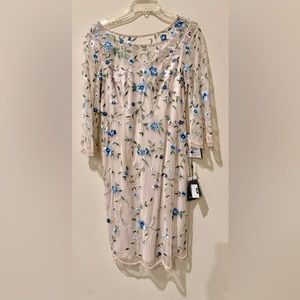 Adriana papell beaded embroidered scalloped dress 8